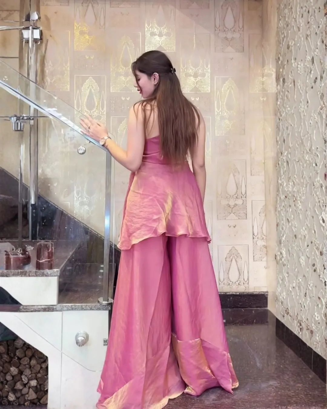 Pink Designer Embroidery Work Fendy Straight Suit — alternate view