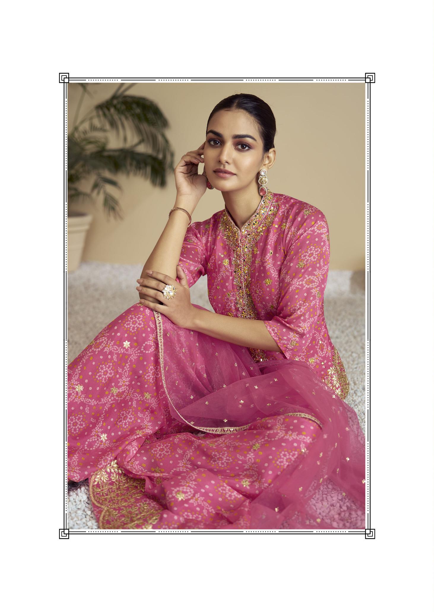 Pink Digital Bandhani Printed Palazzo Suit — alternate view
