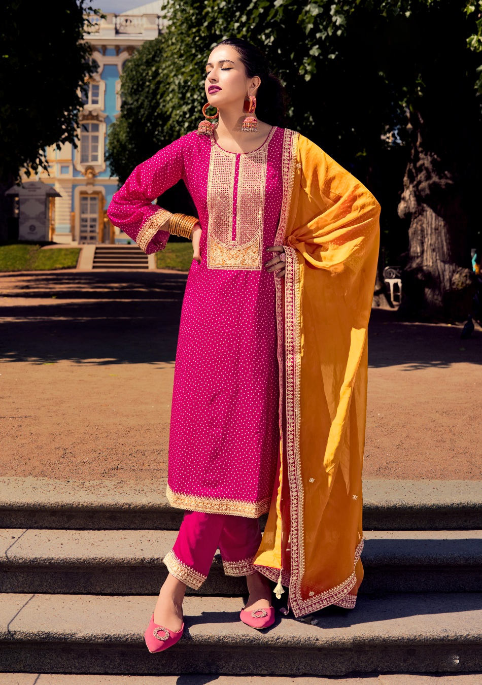 Pink Digital Print Bambarg Salwar Suit