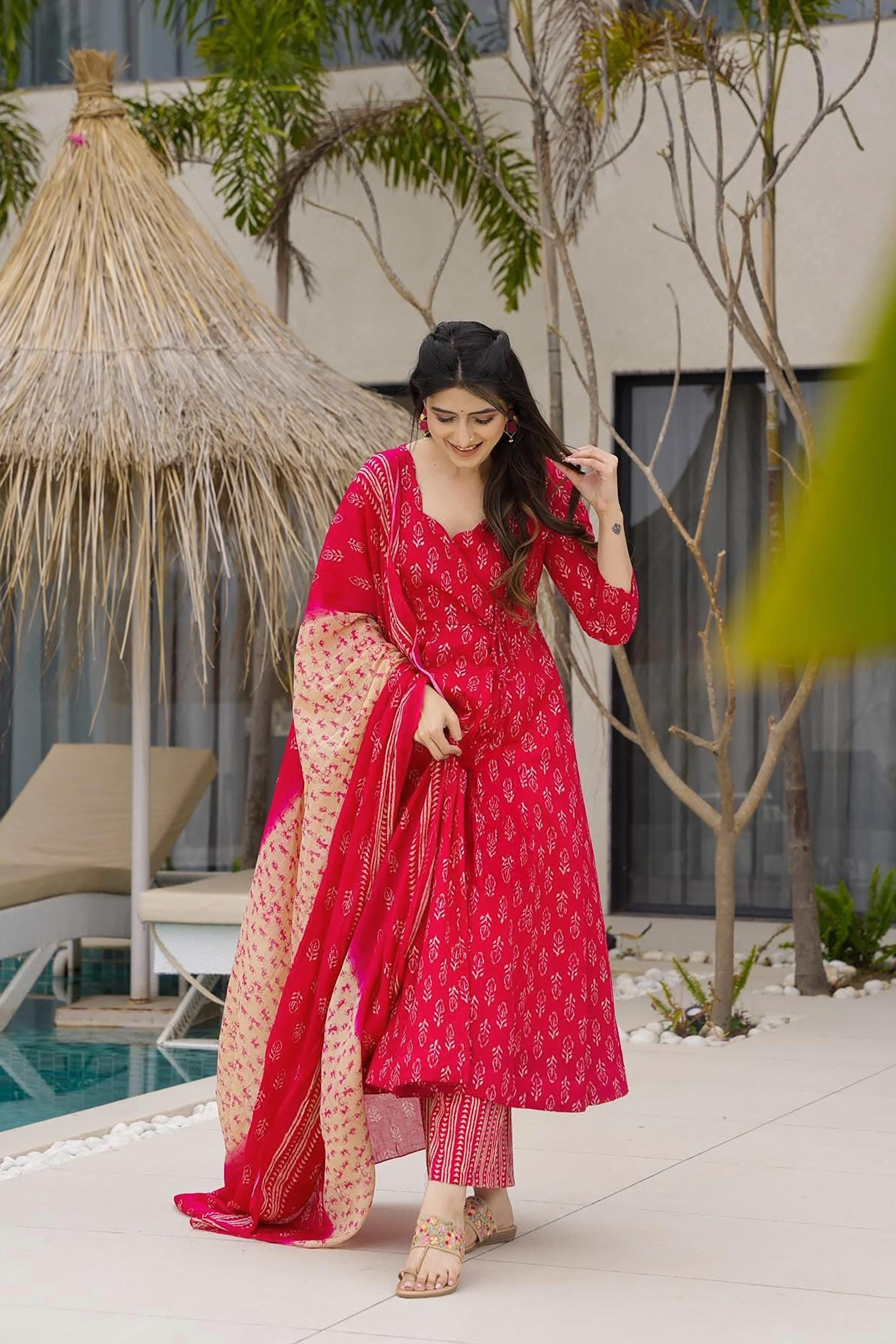 Pink Digital Printed Muslin Palazzo Suit