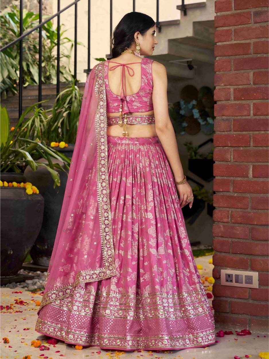 Pink Dola Silk Jacquard Lehenga Choli — alternate view