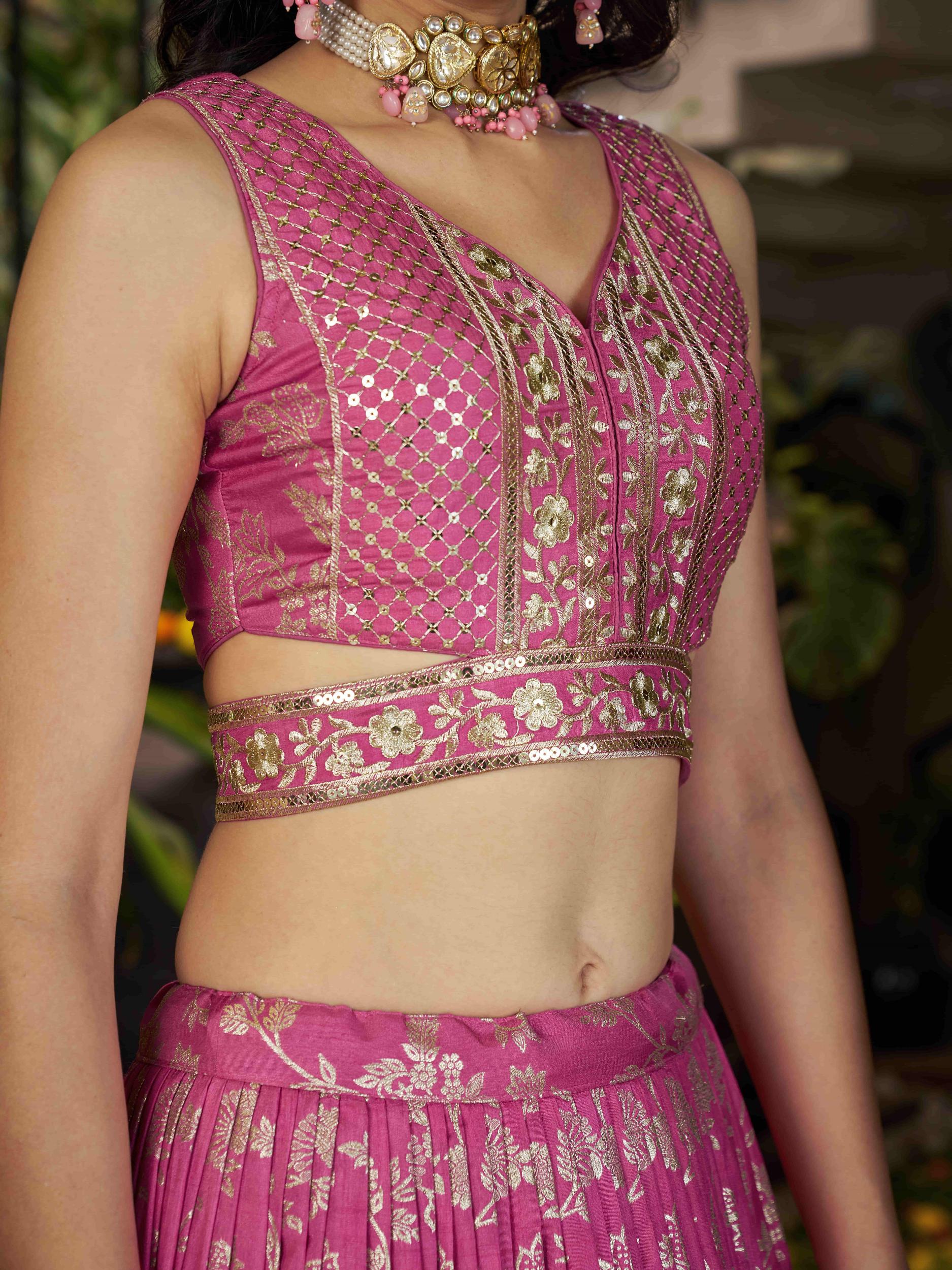 Pink Dola Silk Jacquard Lehenga Choli