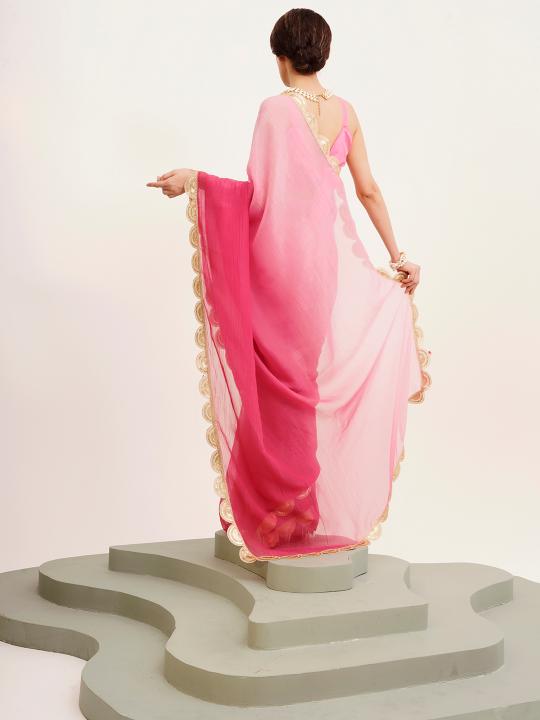 Pink Duel tone Chiffon Saree — alternate view