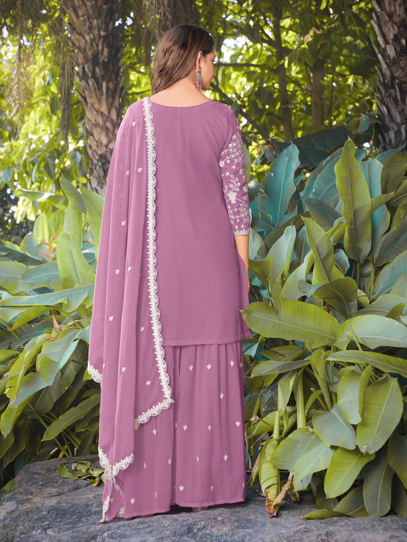 Pink Embroidered Georgette Salwar Suit — alternate view