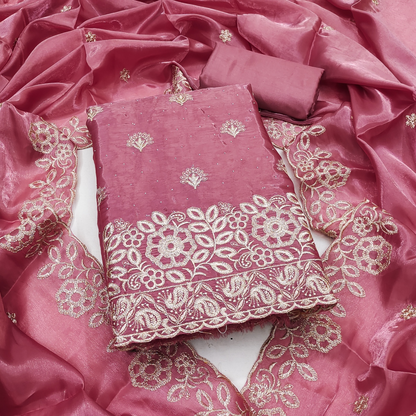 Pink Embroidered Jimmy Chu Straight Salwar Suit
