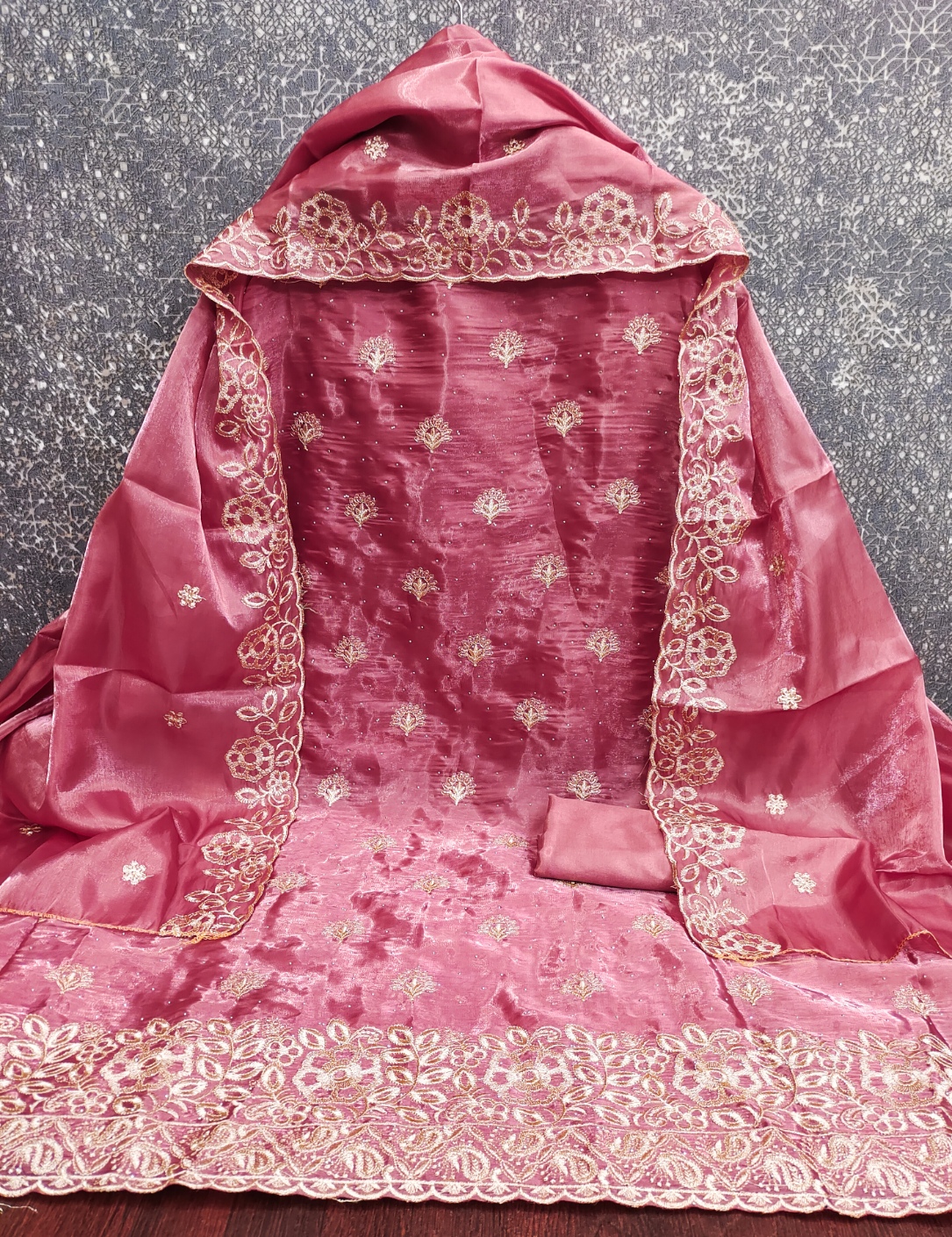 Pink Embroidered Jimmy Chu Straight Salwar Suit