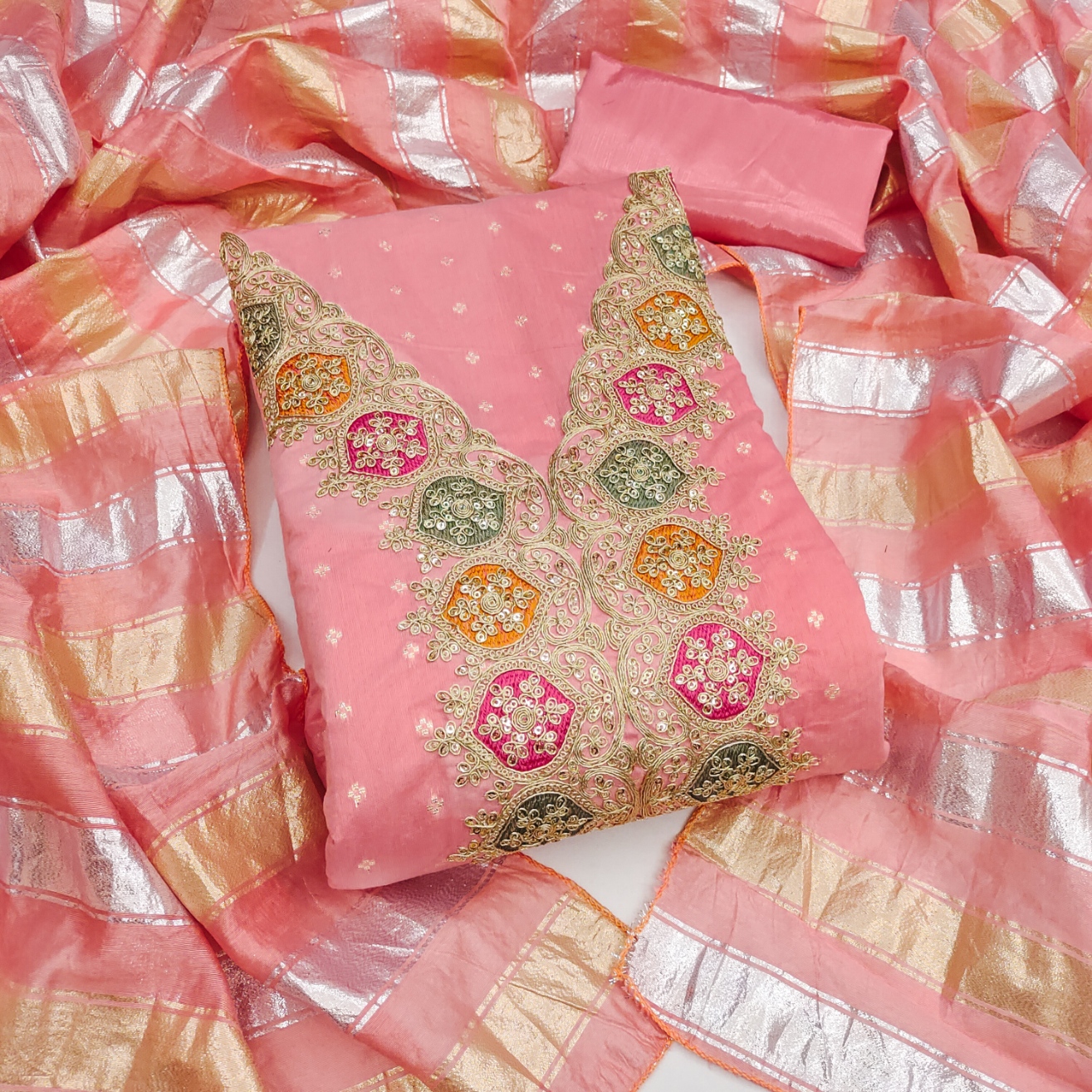 Pink Embroidered Modal Butti Salwar Suit