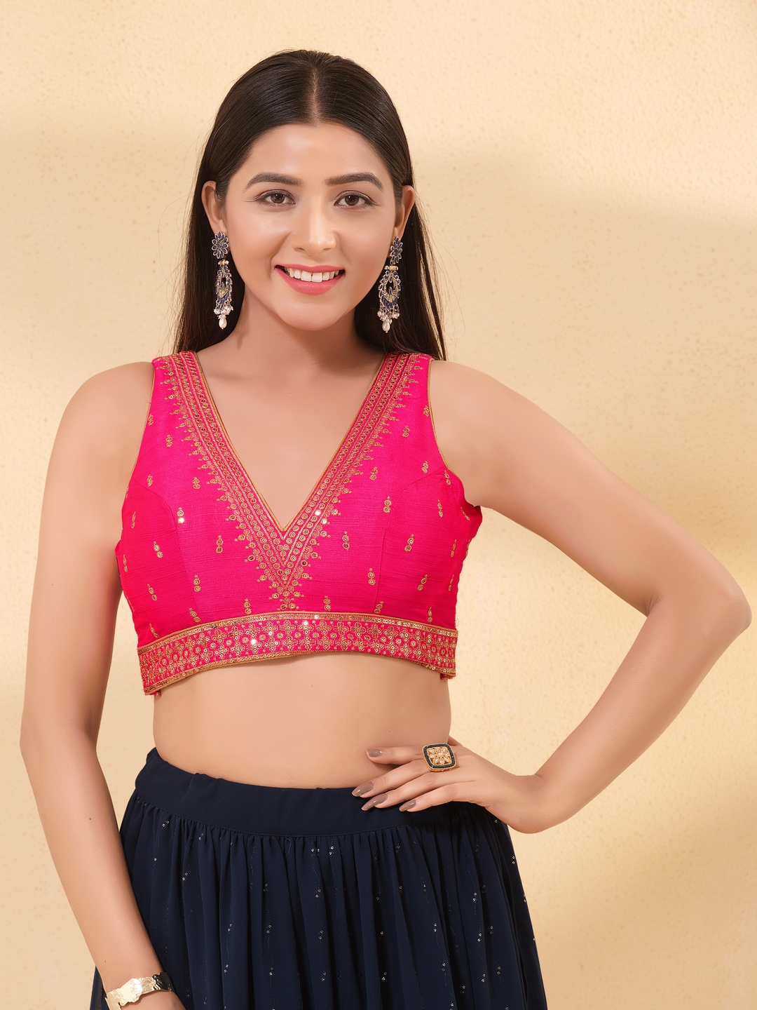 Pink Embroidered Mulbury Silk Blouse