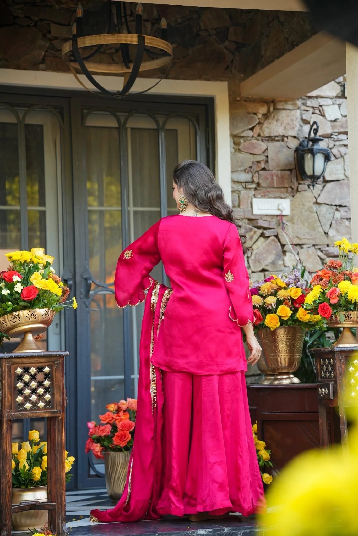 Pink Embroidered Palazzo Suit — alternate view