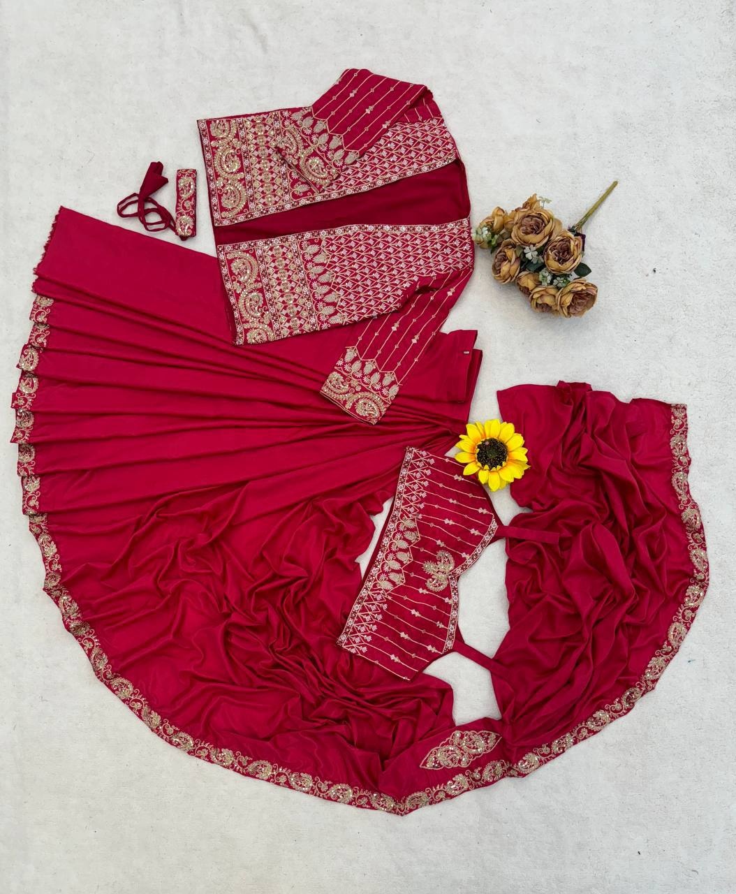 Pink Embroidered Sequence Cording Jacket Saree