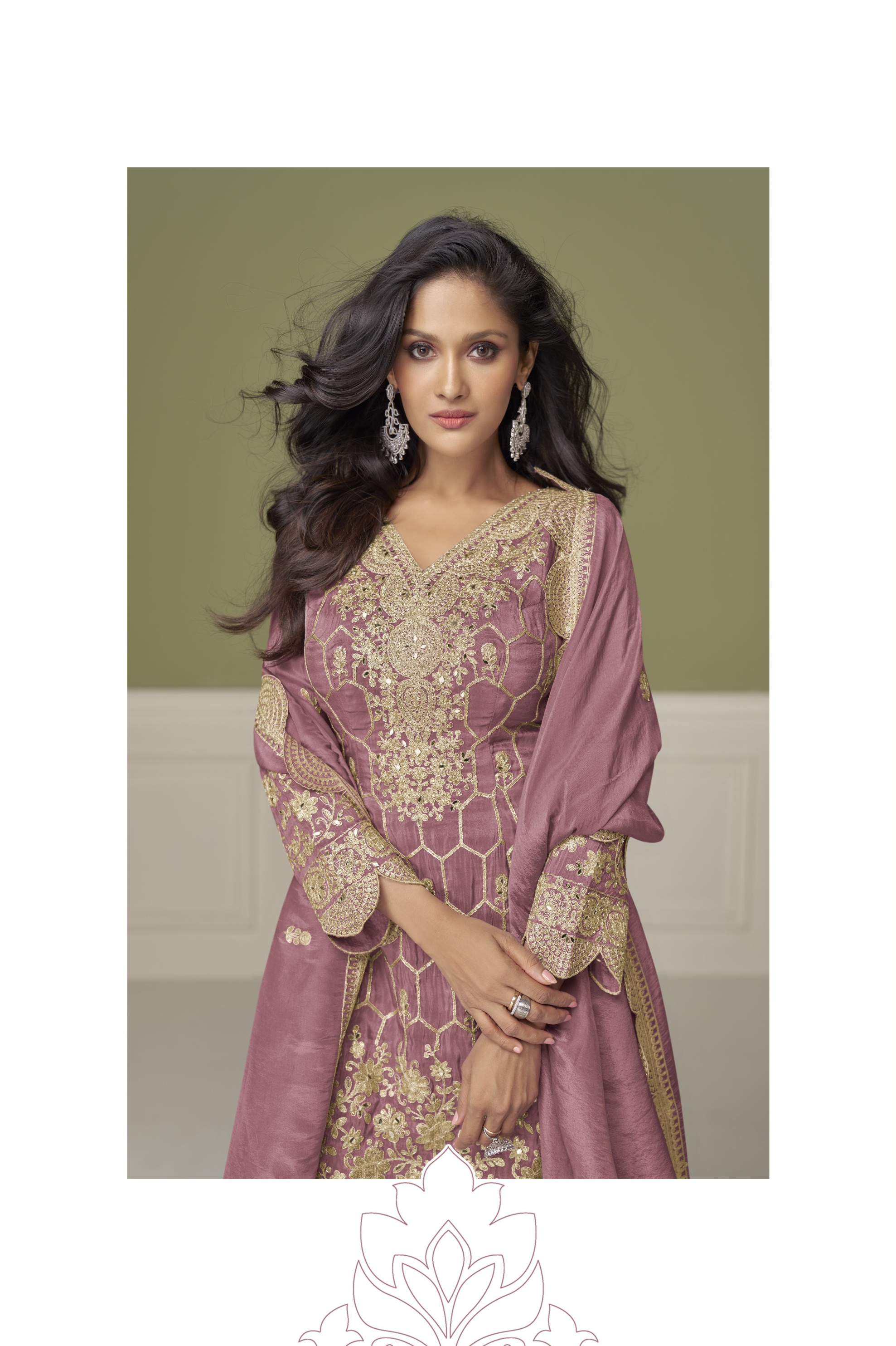 Pink Embroidered Shimmer Sharara Suit — alternate view