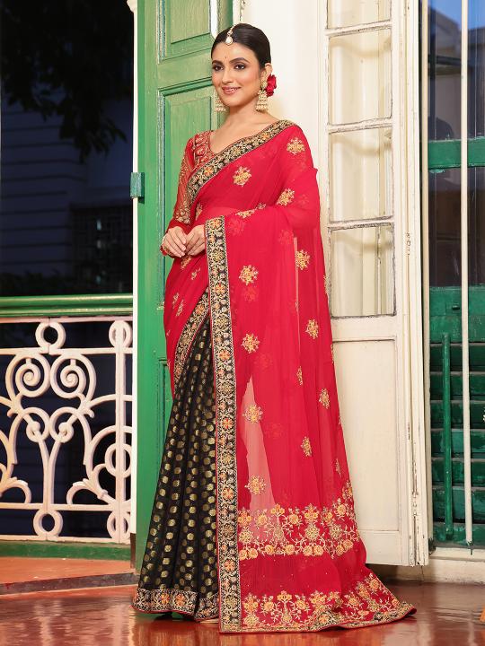 Pink Embroidered Viscose Rayon Saree