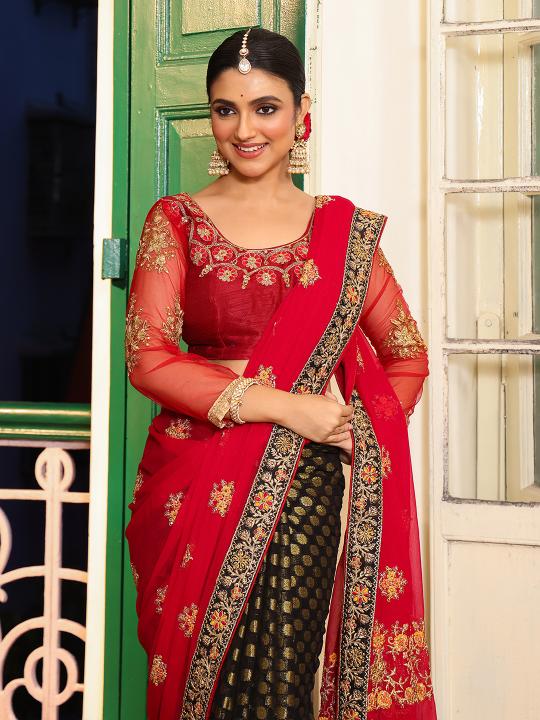 Pink Embroidered Viscose Rayon Saree