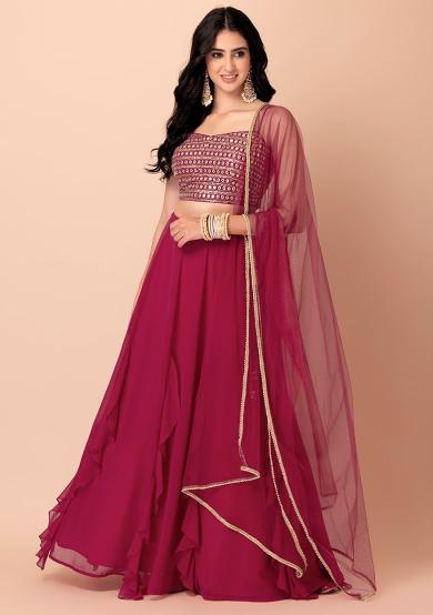 Pink Festive Georgette Lehenga