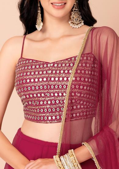 Pink Festive Georgette Lehenga