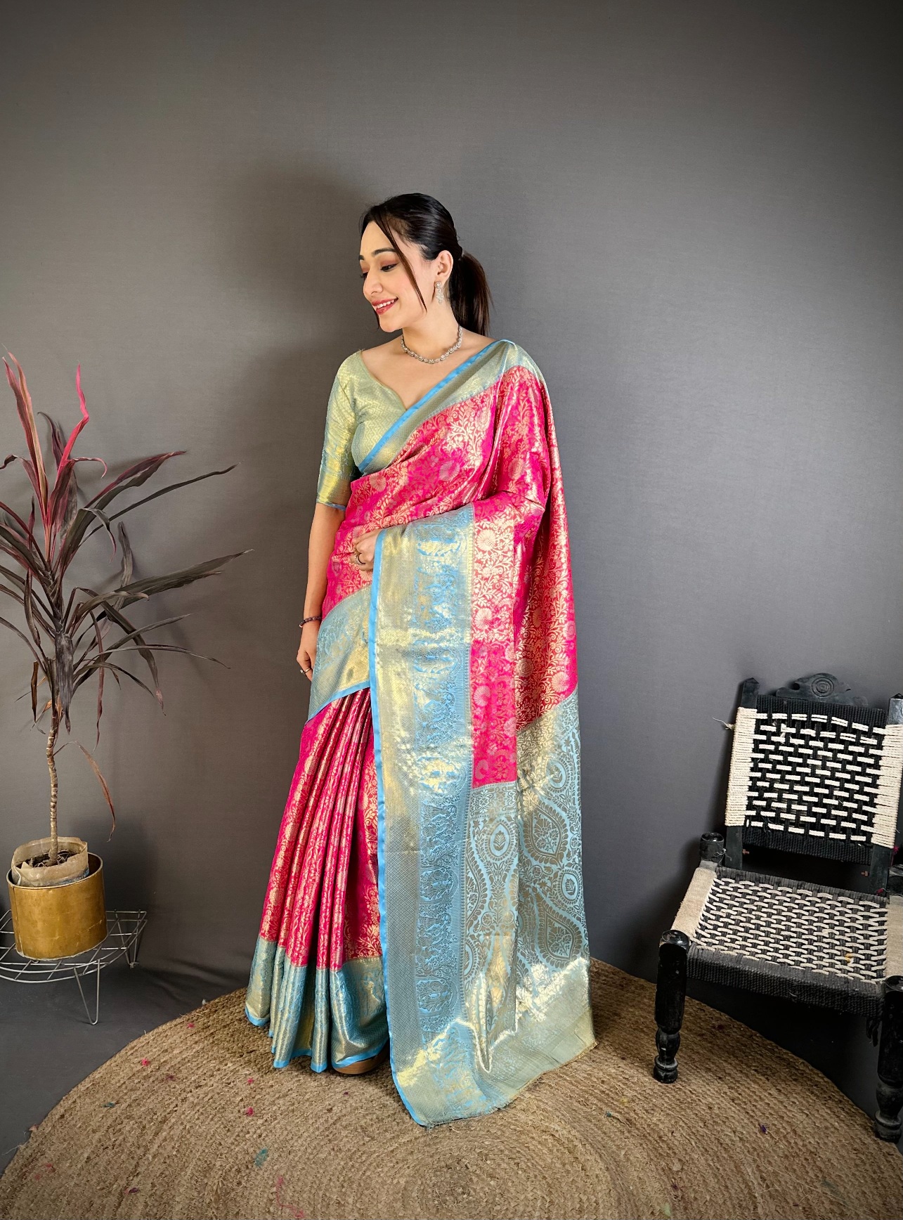 Pink Festive Jacquard Kanchipuram Silk Saree
