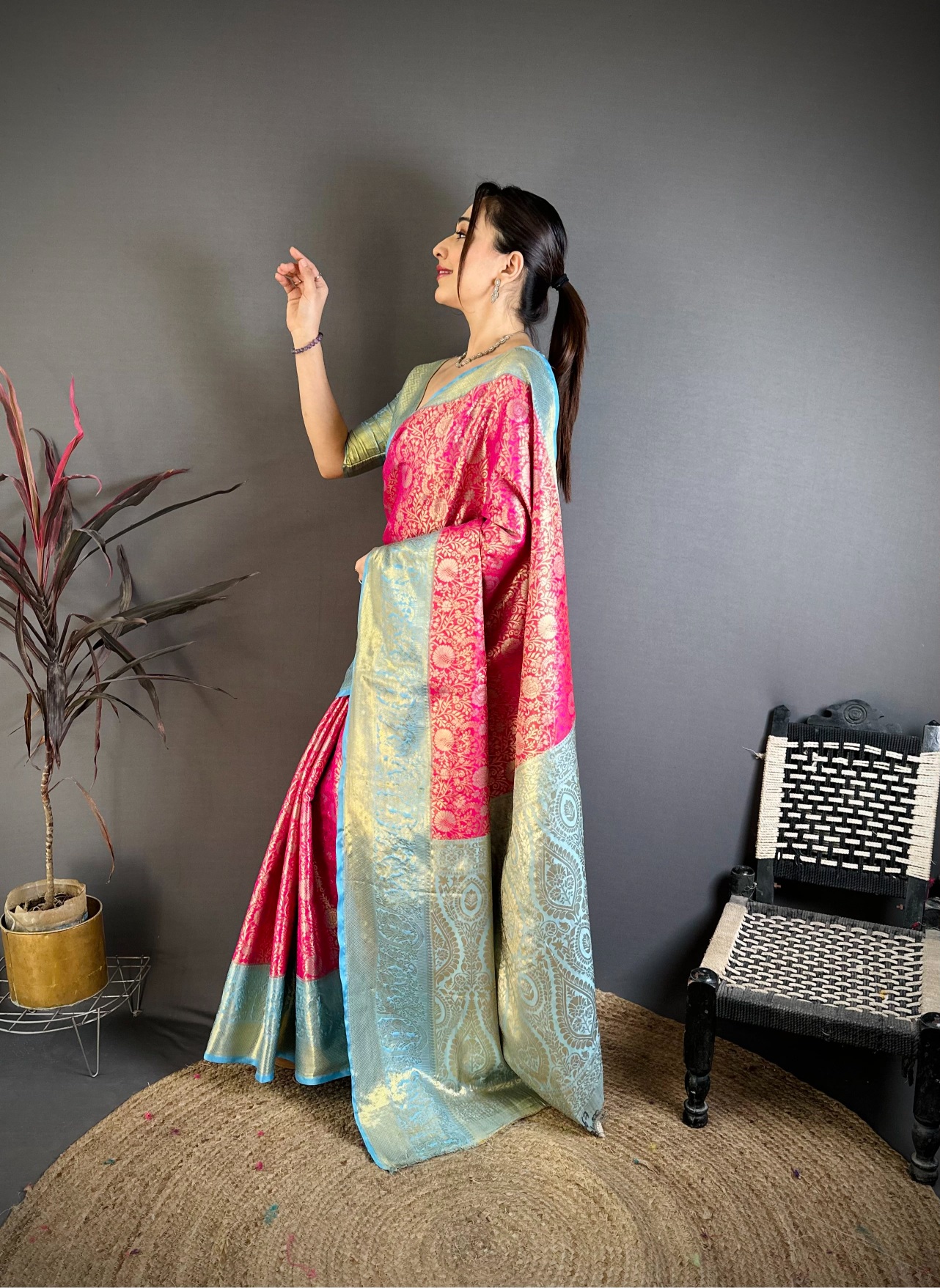 Pink Festive Jacquard Kanchipuram Silk Saree