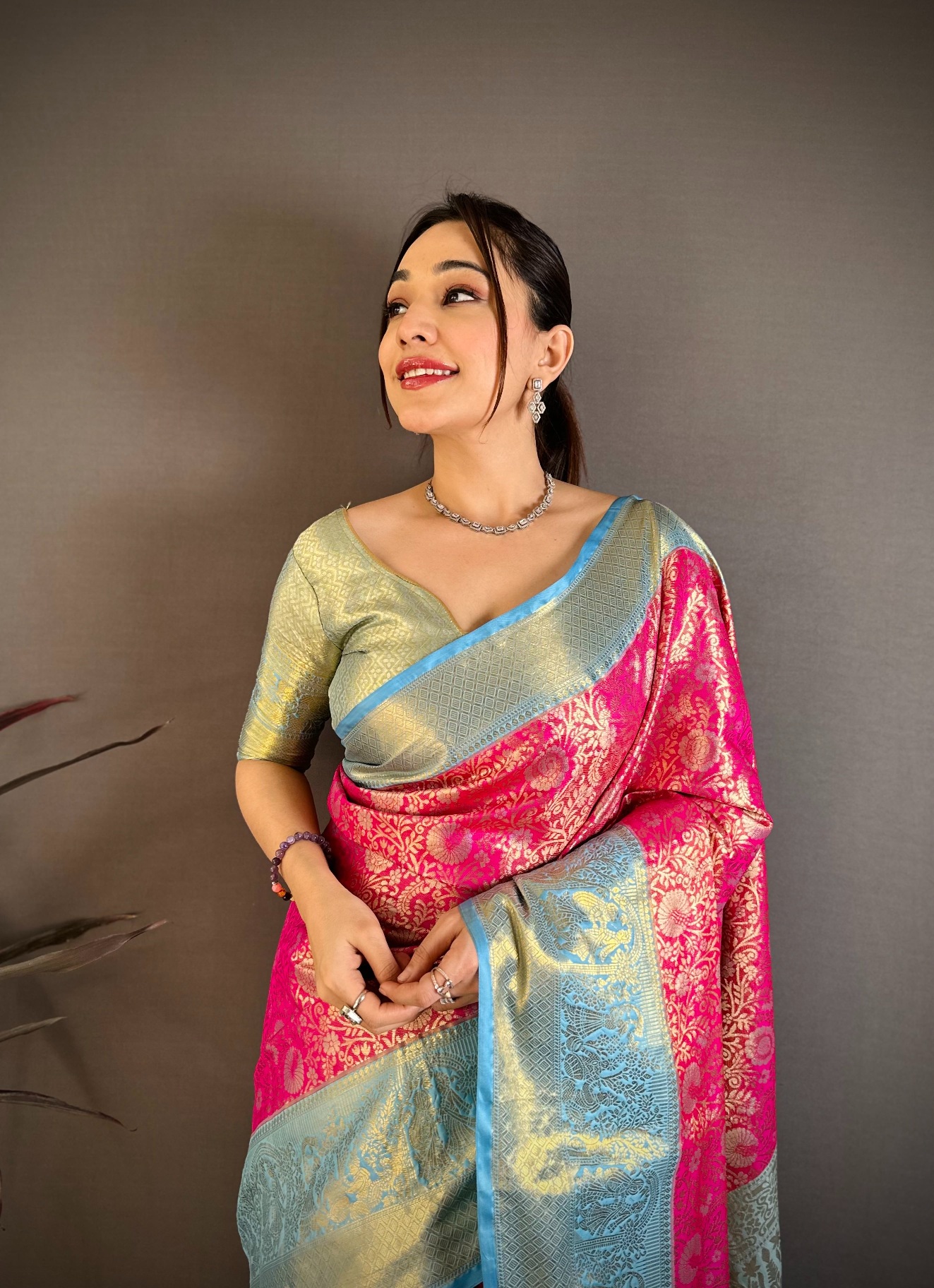 Pink Festive Jacquard Kanchipuram Silk Saree