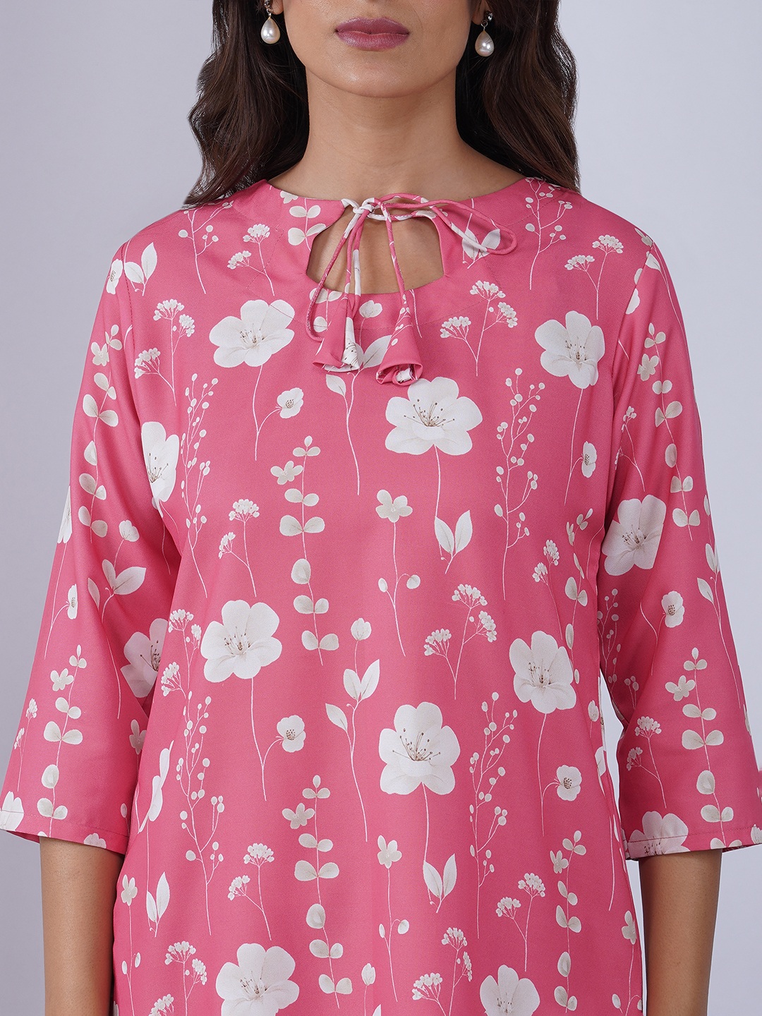 Pink Floral Designer Printed Rayon Blend Co-Ord Set