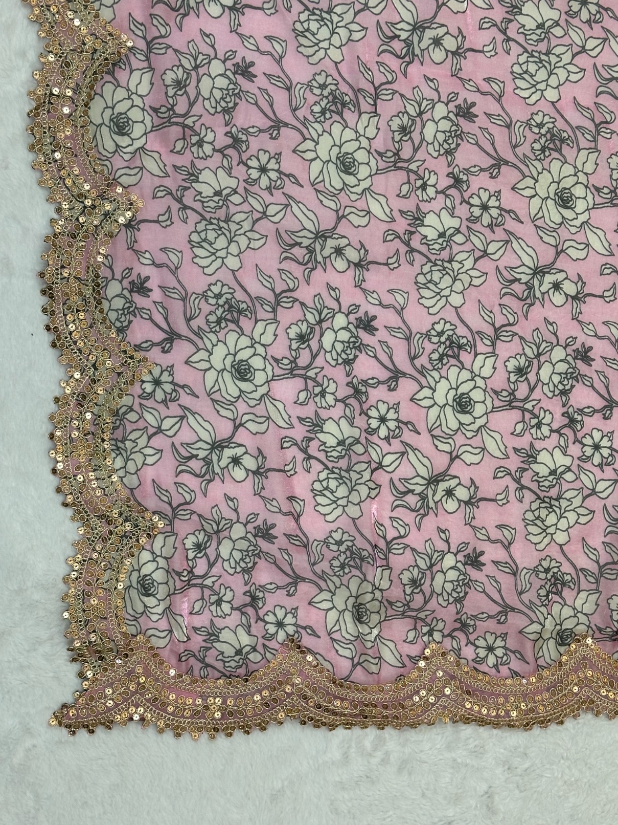 Pink Floral Digital Print Jimmy Choo Dupatta