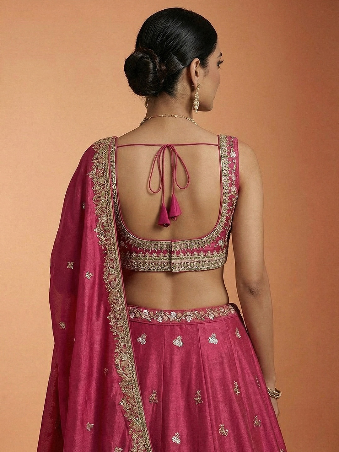 Pink Floral Embroidered Bridal Lehenga Choli — alternate view
