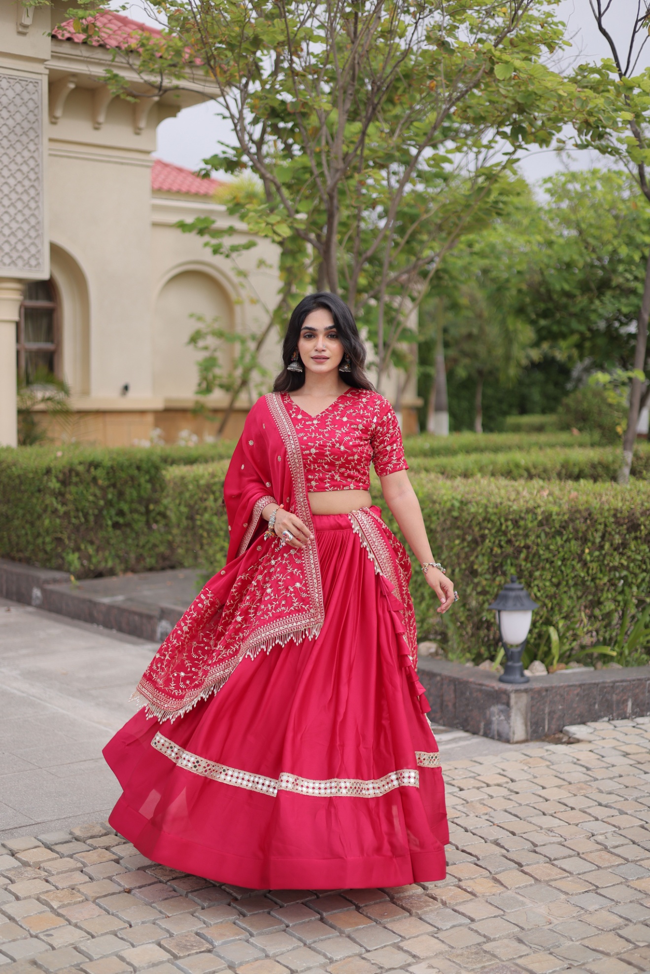 Pink Floral Embroidered Bridal Lehenga Choli