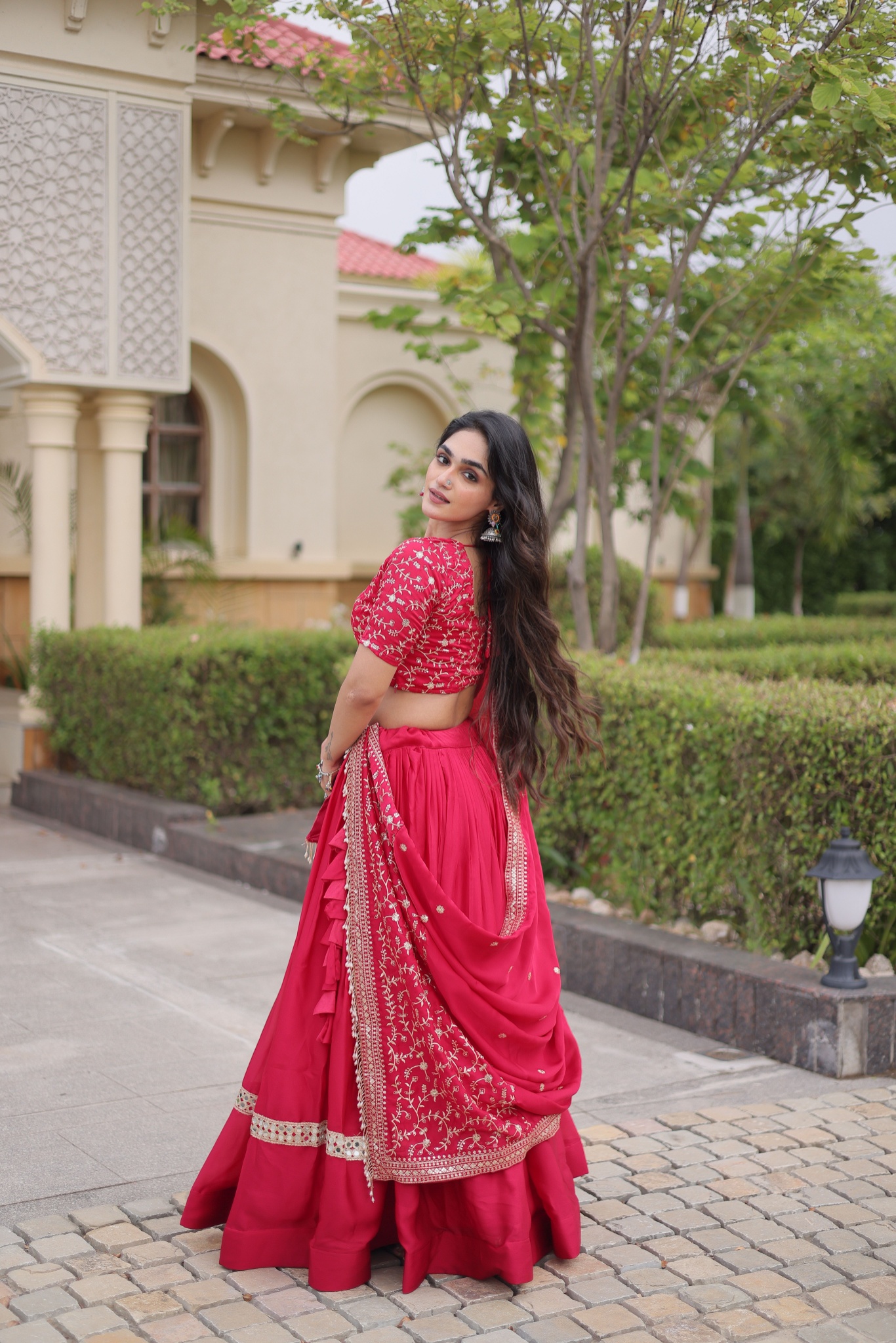 Pink Floral Embroidered Bridal Lehenga Choli — alternate view