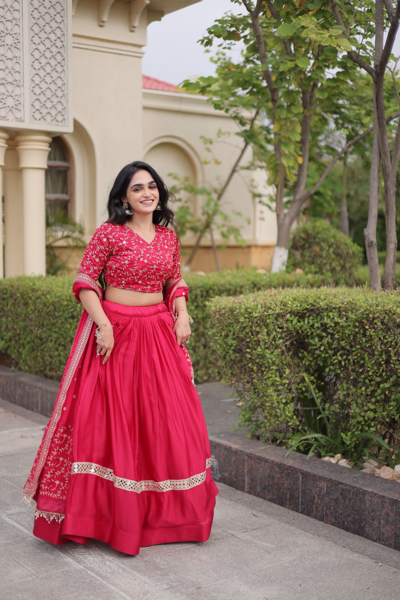 Pink Floral Embroidered Bridal Lehenga Choli