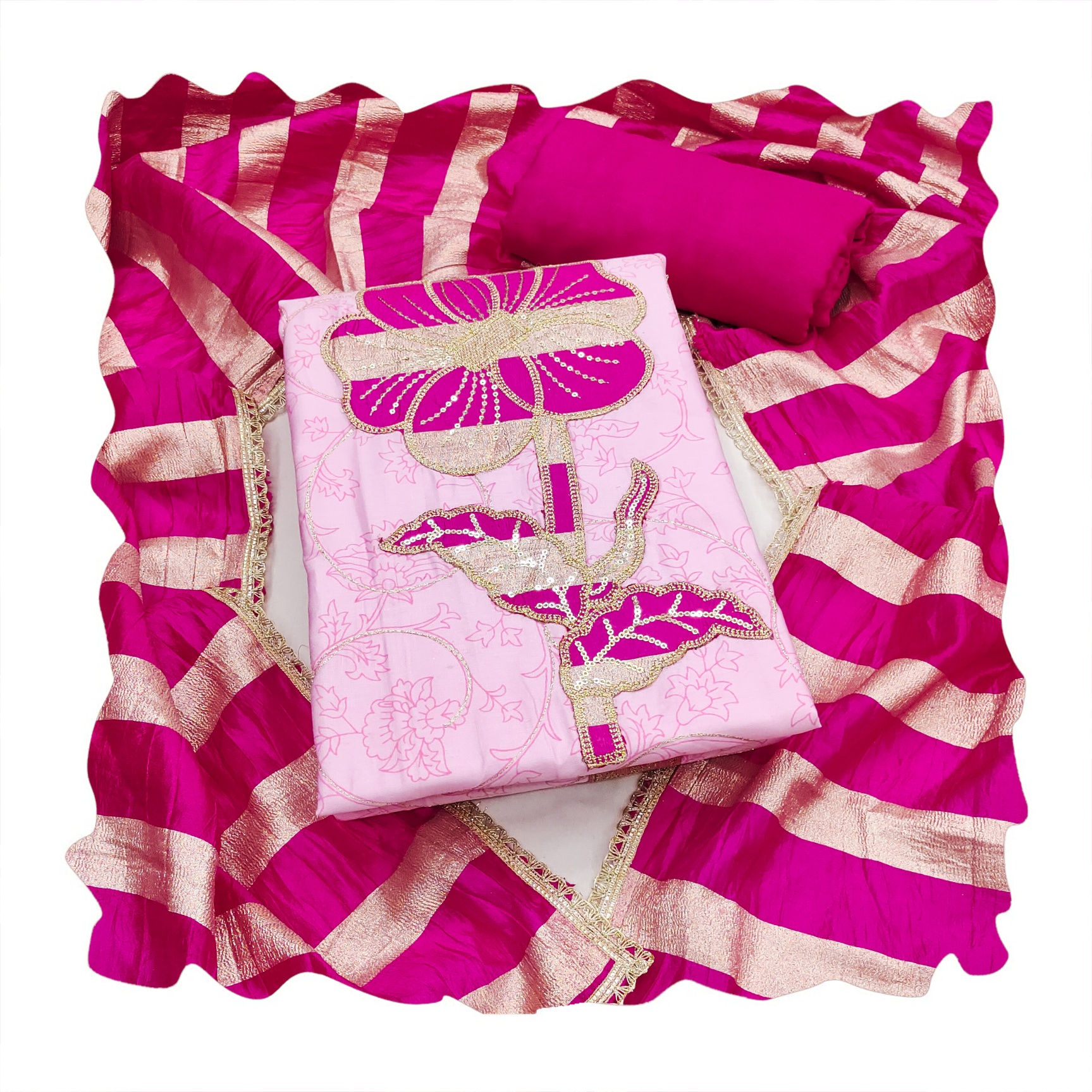 Pink Floral Printed Jam Cotton Salwar Suit — alternate view