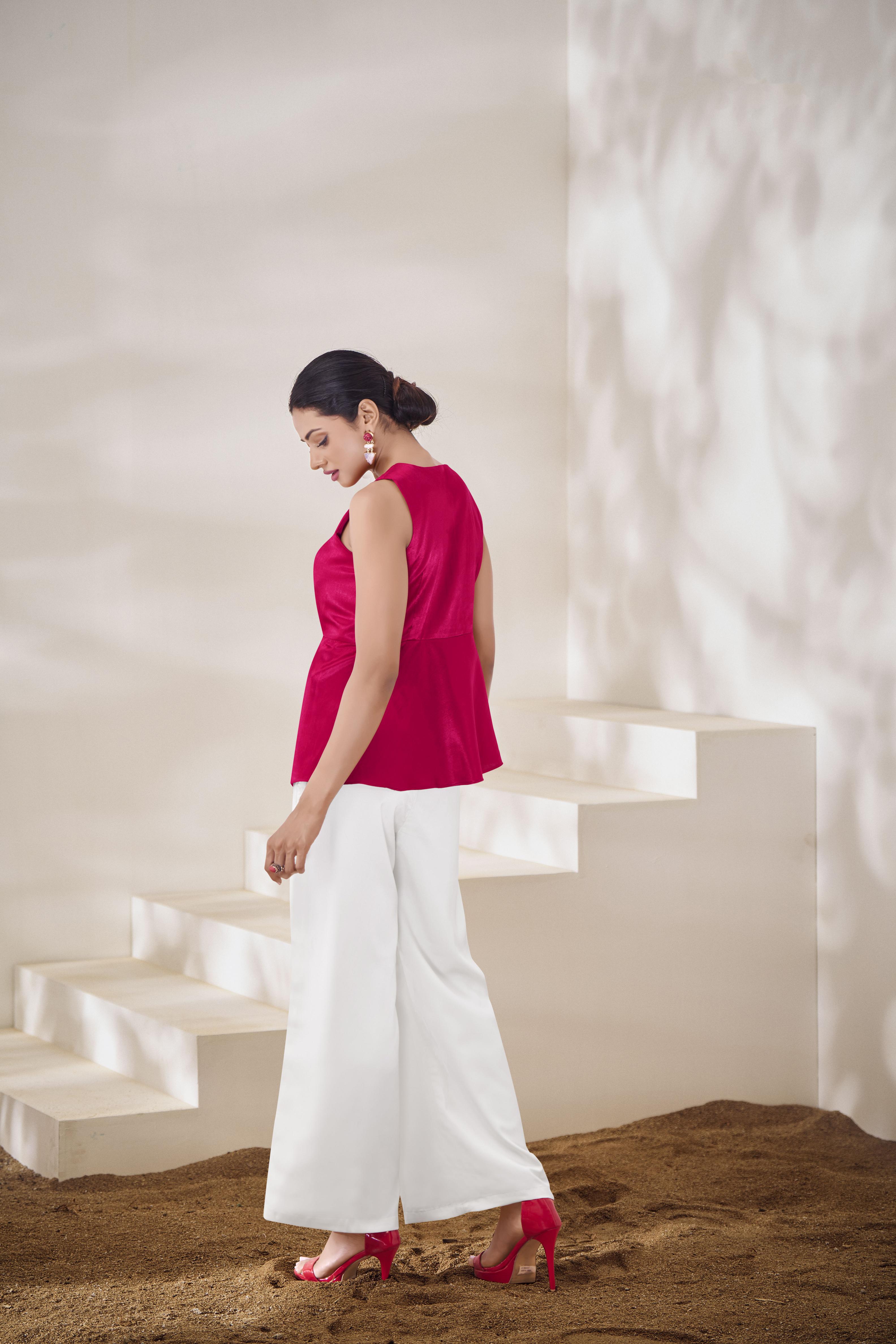 Pink Gajji Silk Readymade Top — alternate view