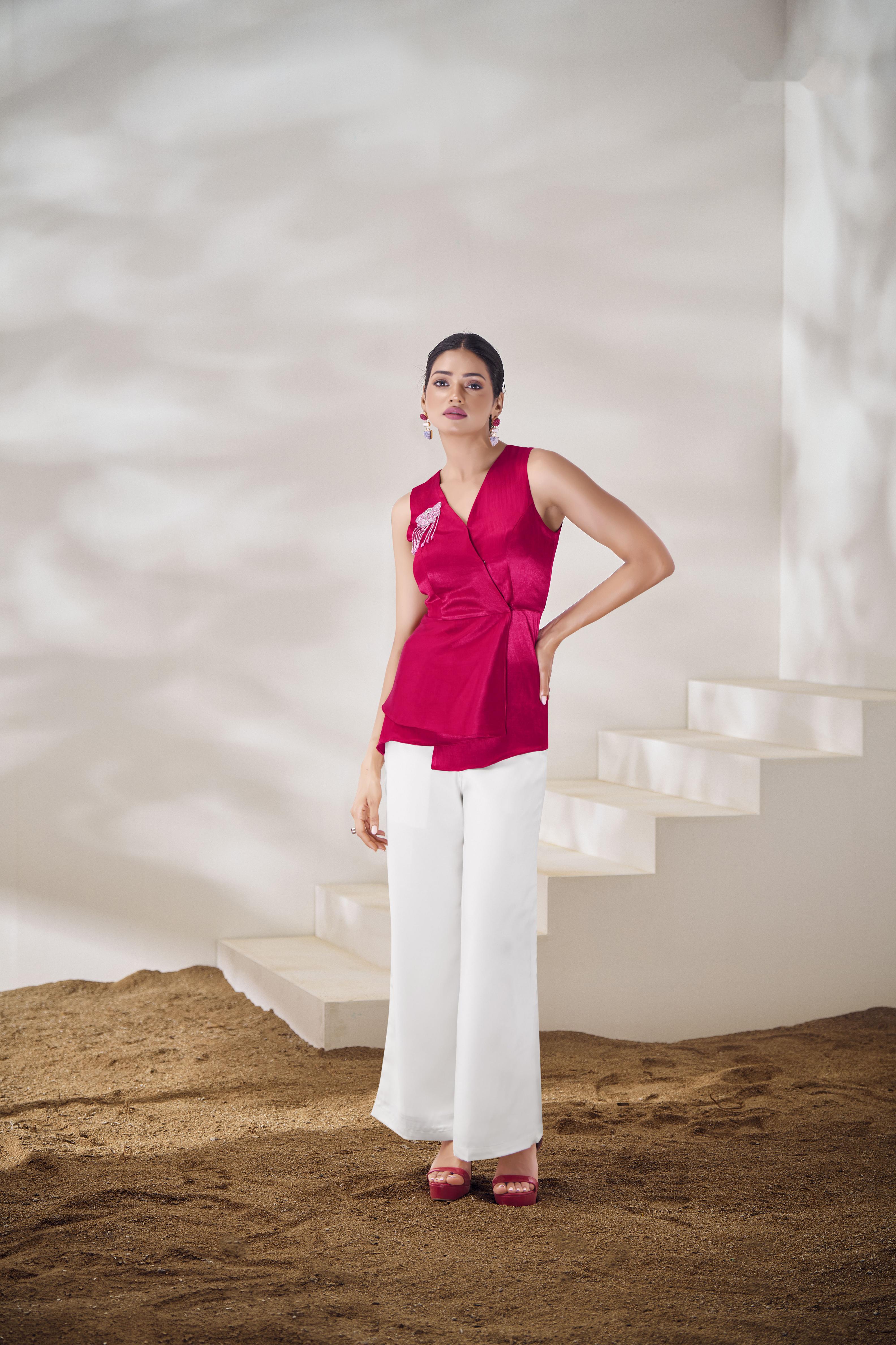 Pink Gajji Silk Readymade Top