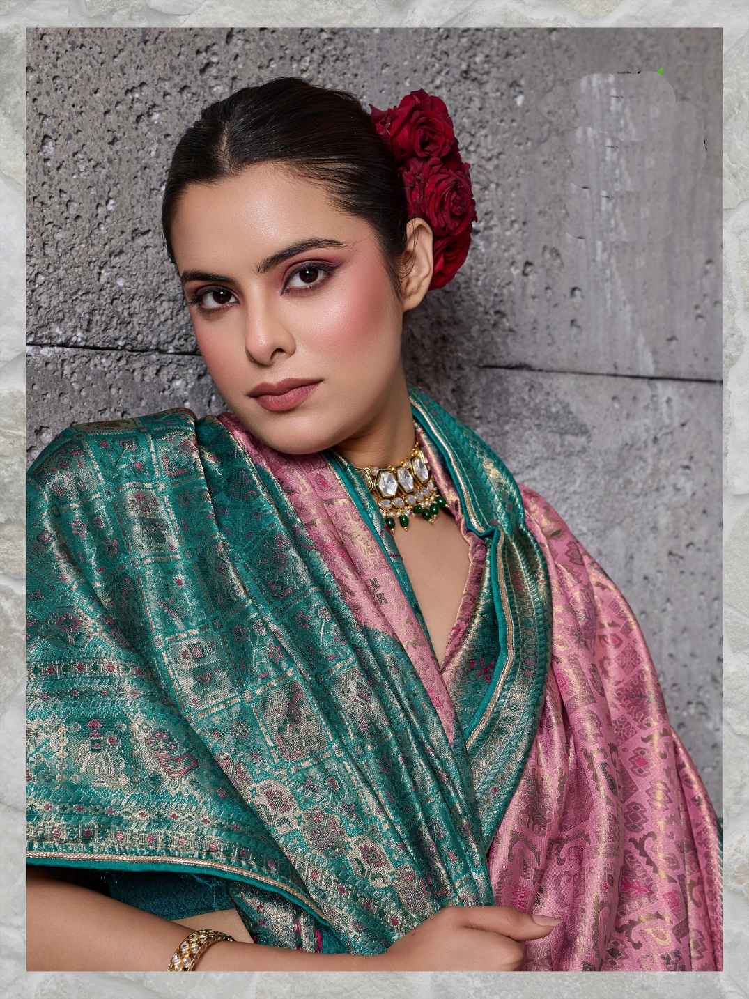 Pink Geometric Meenakari Kanjivaram Silk Saree