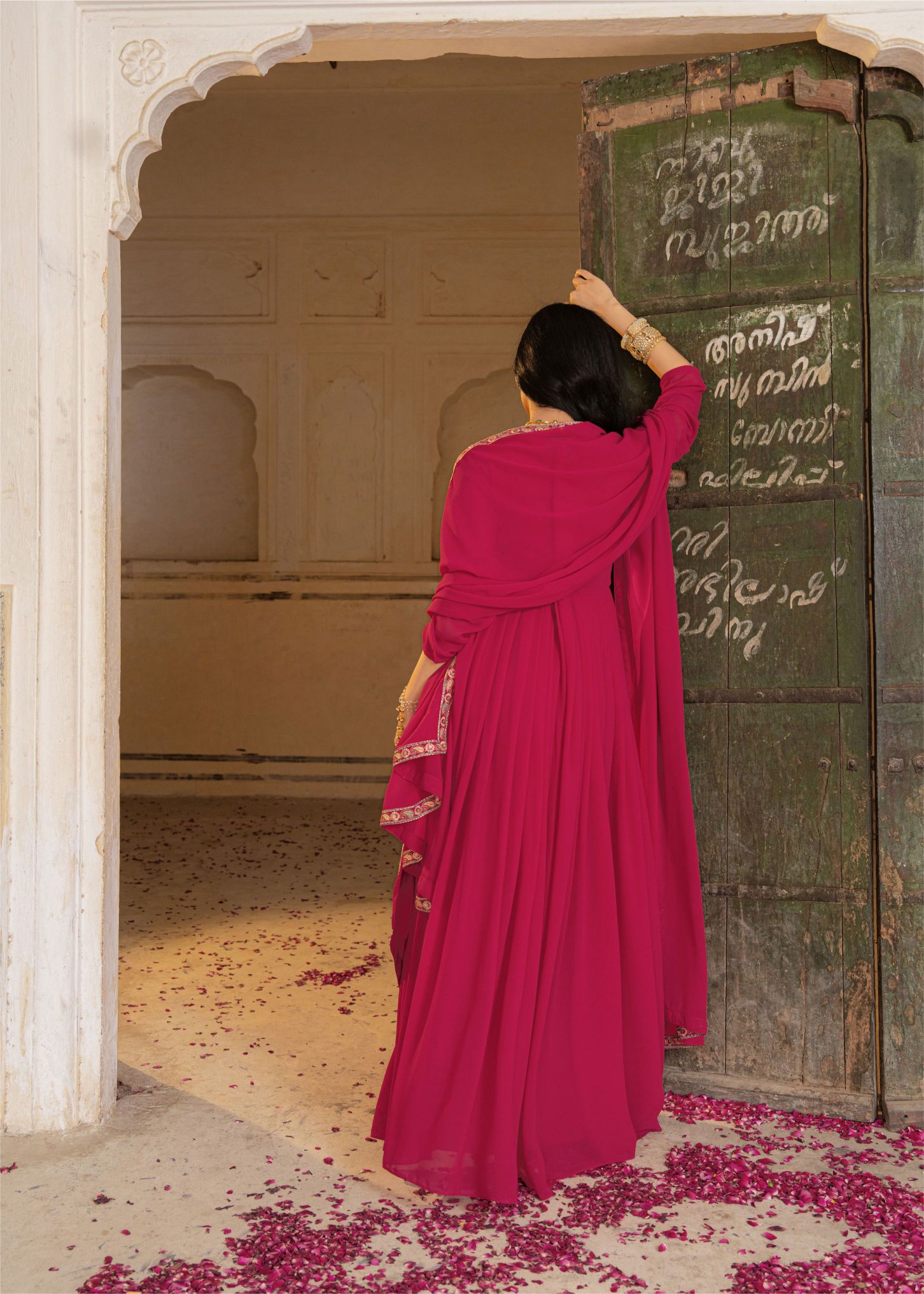 Pink Georgette Embroidered Gown — alternate view