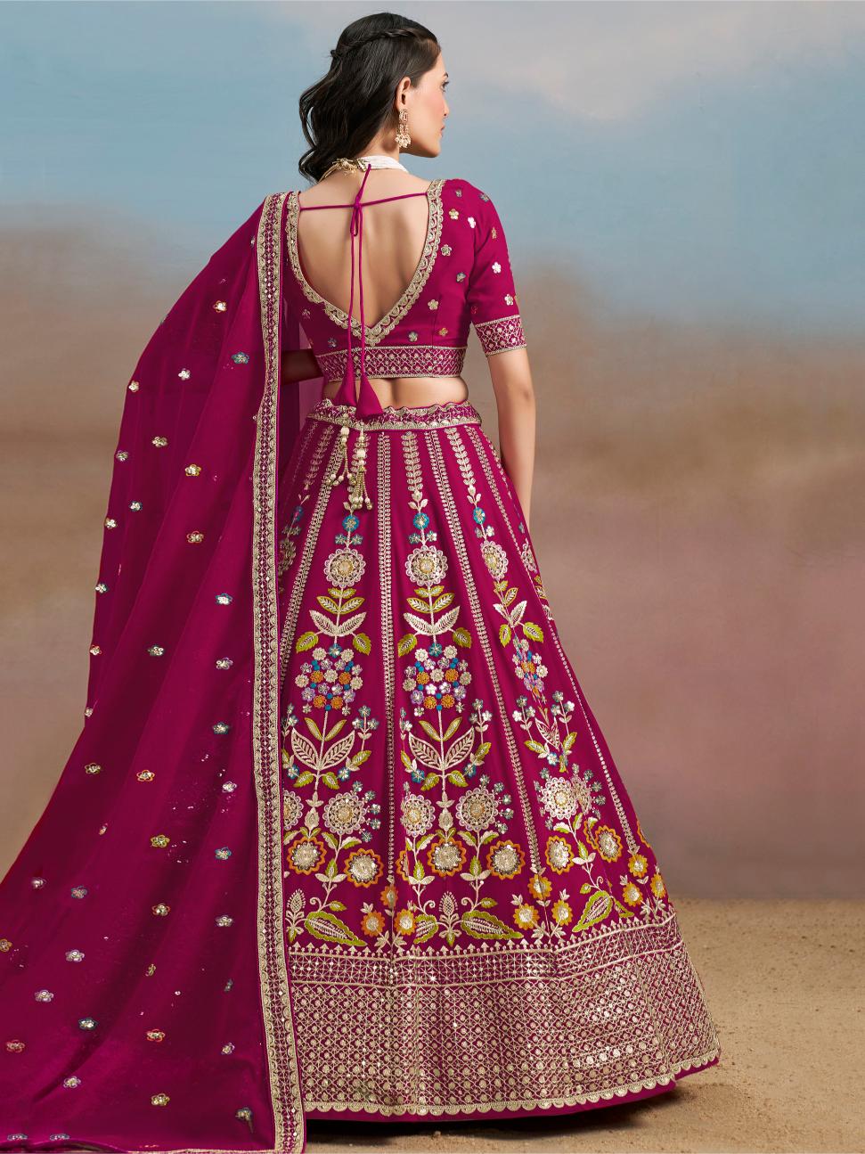 Pink Georgette Festive Lehenga