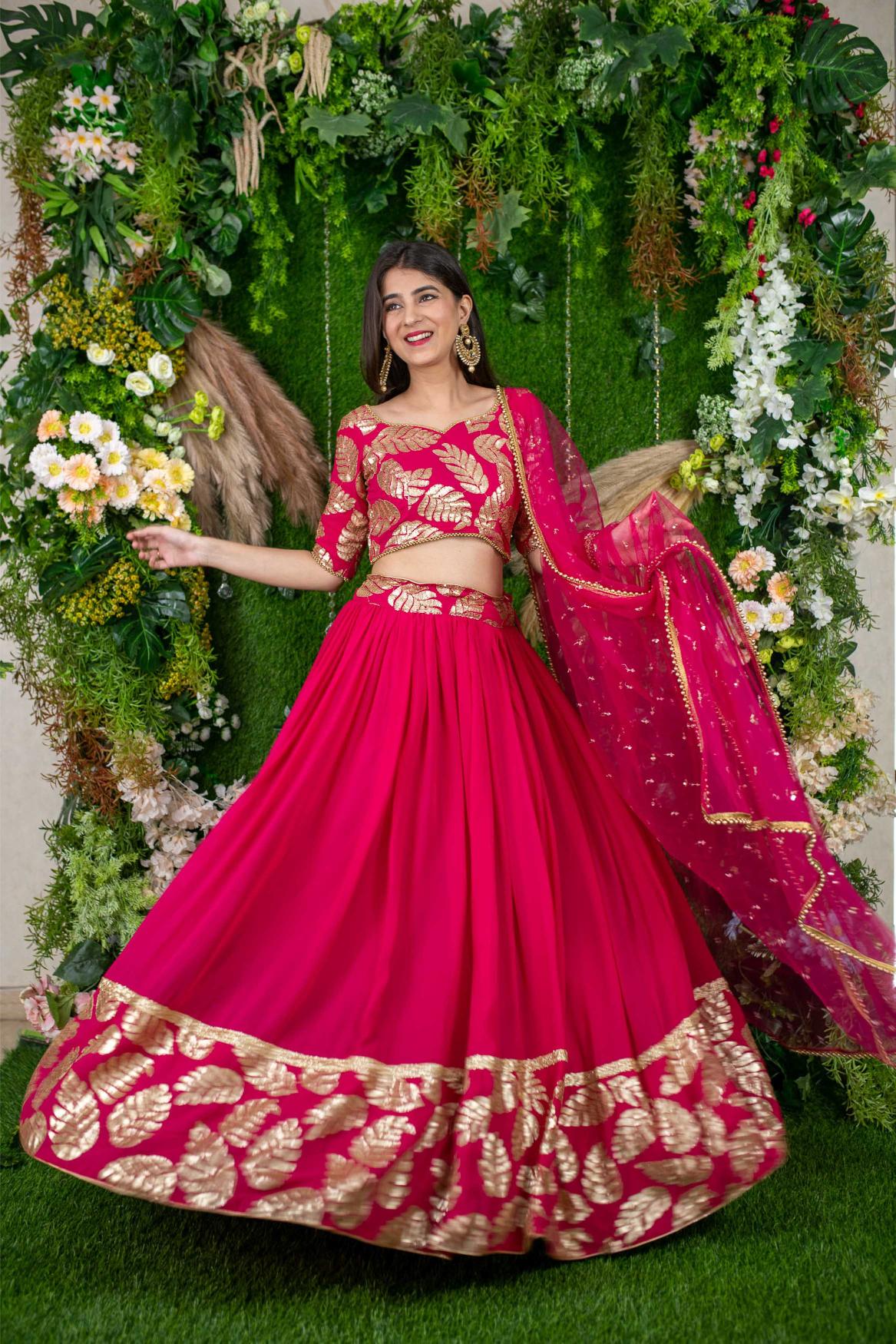 Pink Georgette Lehenga Choli