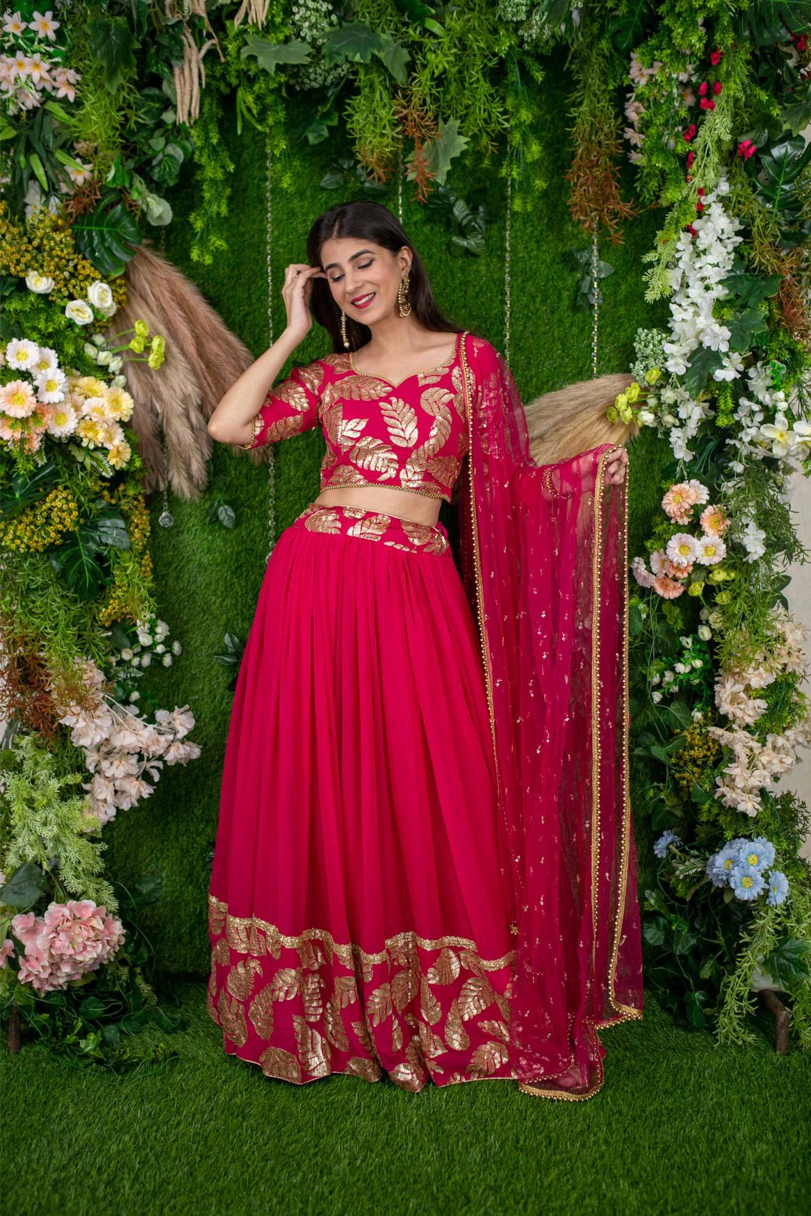 Pink Georgette Lehenga Choli