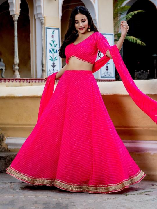 Pink Georgette Lehenga Choli