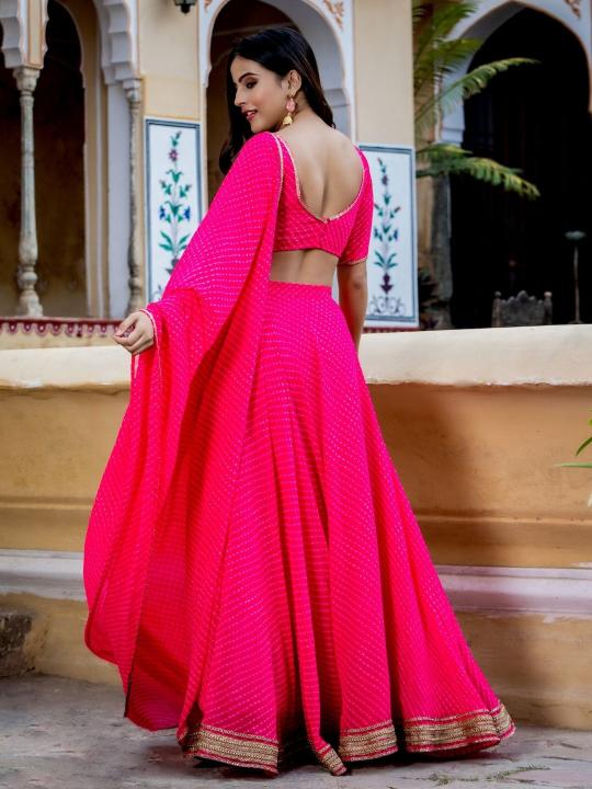 Pink Georgette Lehenga Choli — alternate view