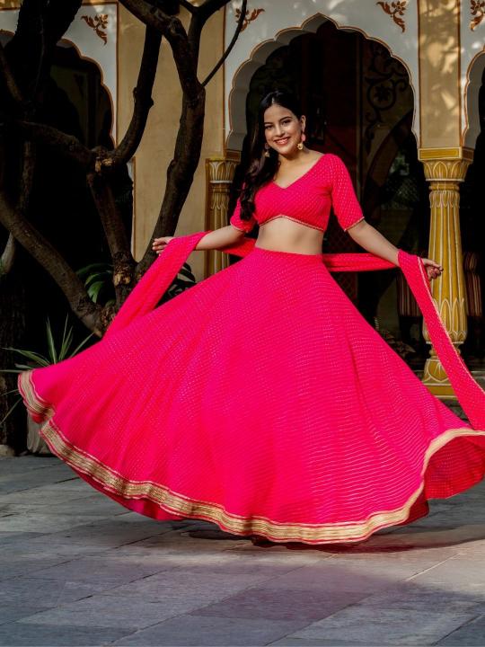 Pink Georgette Lehenga Choli