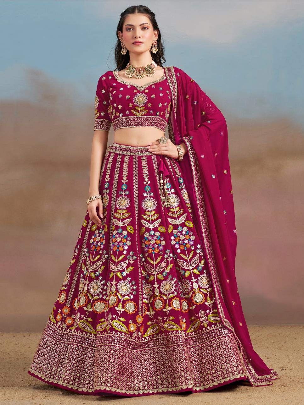 Pink Georgette Lehenga Choli