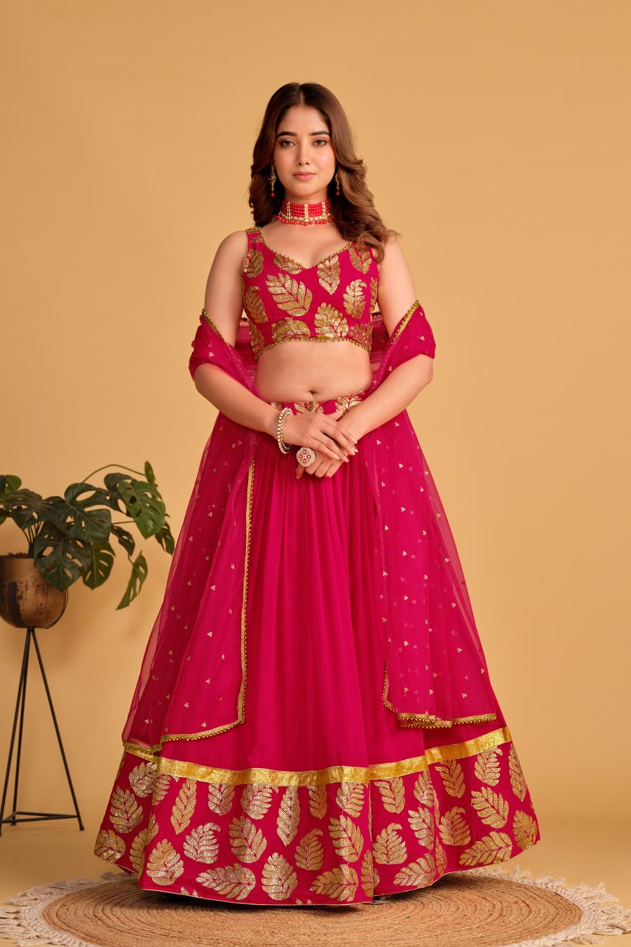 Pink Georgette Lehenga Choli