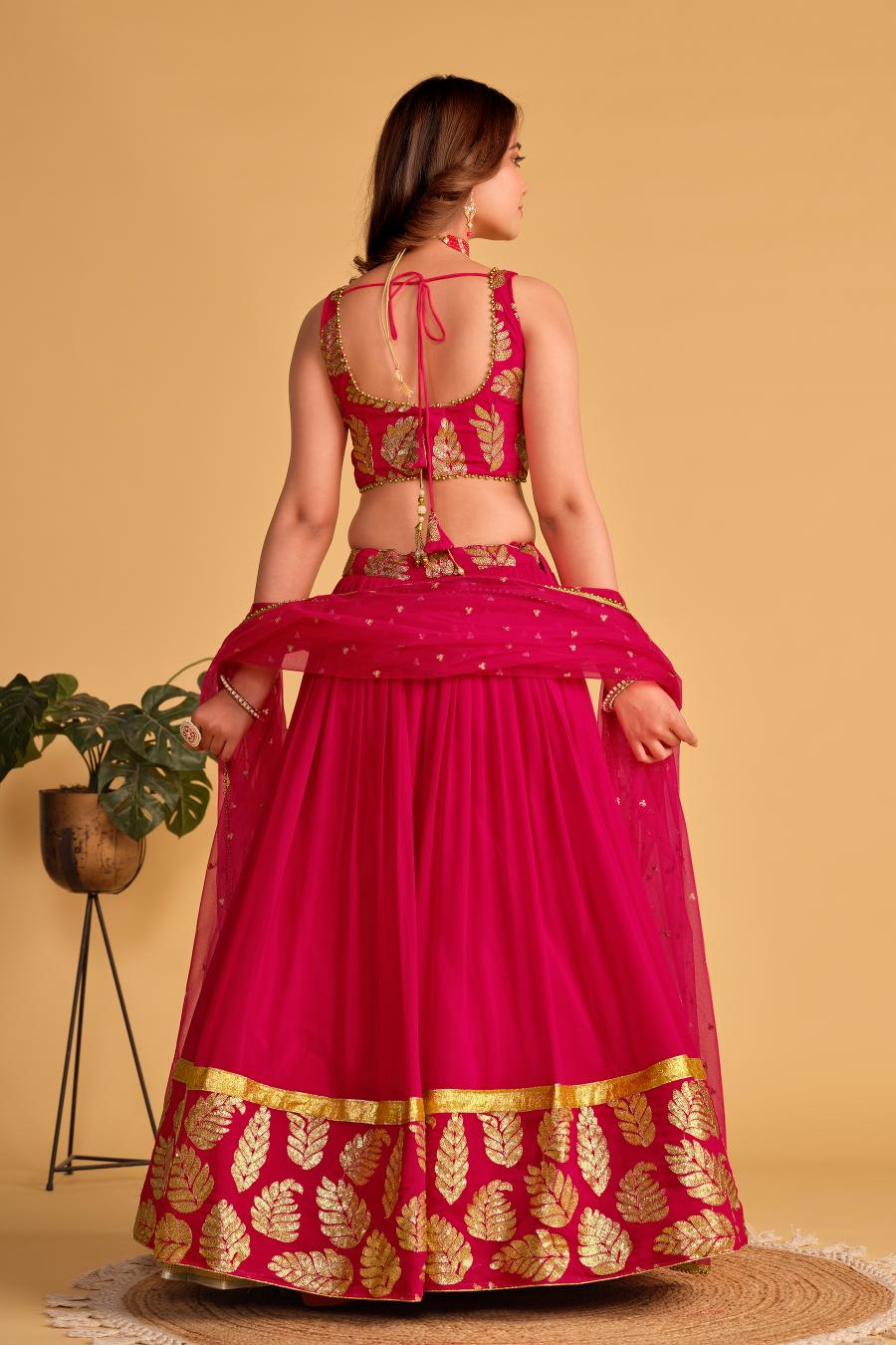 Pink Georgette Lehenga Choli