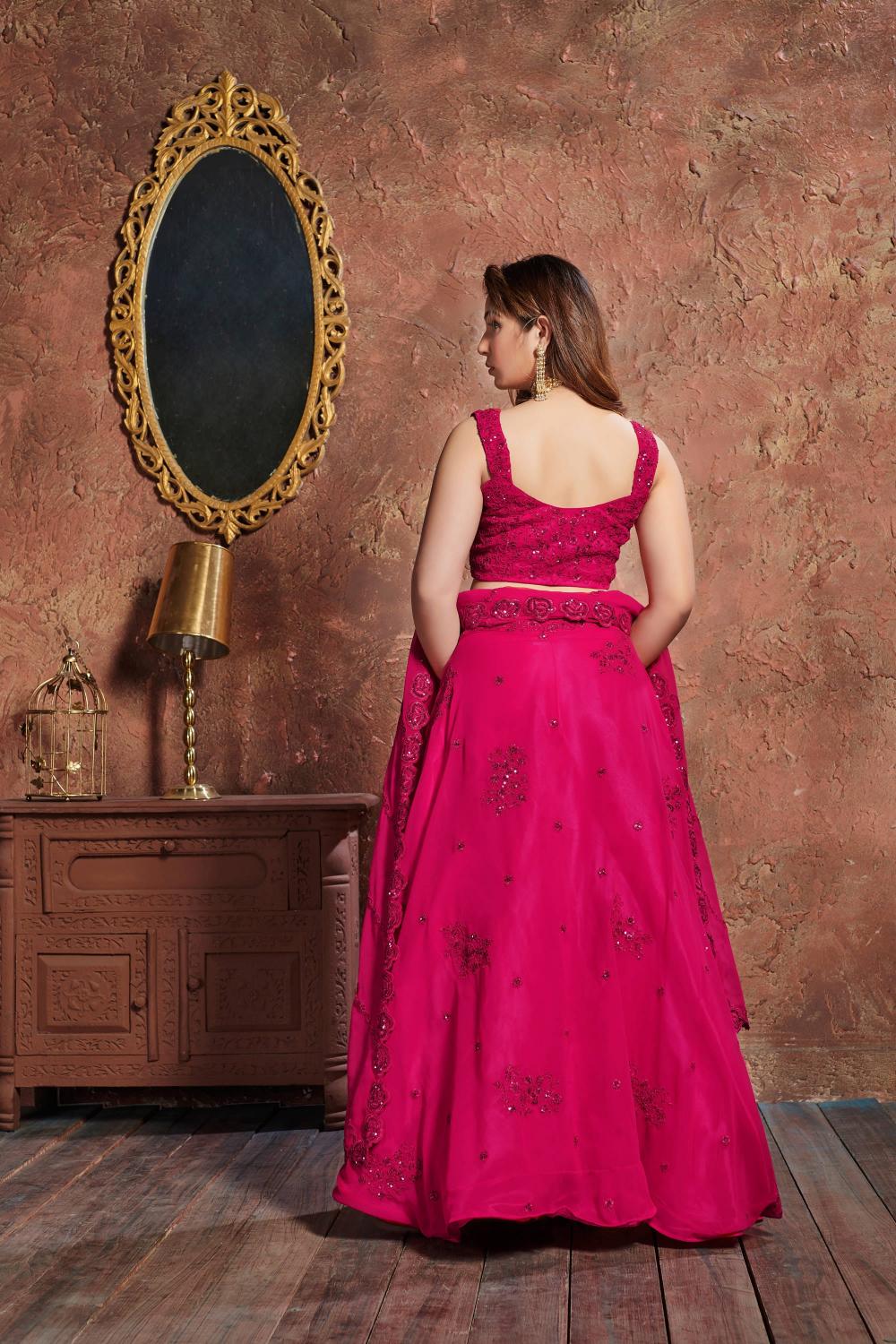 Pink Georgette Lehenga Choli — alternate view
