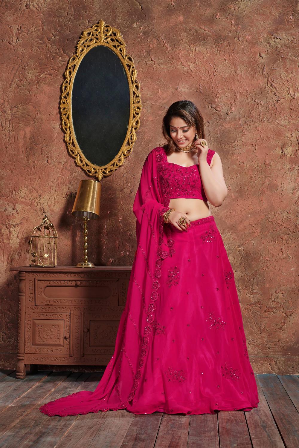 Pink Georgette Lehenga Choli