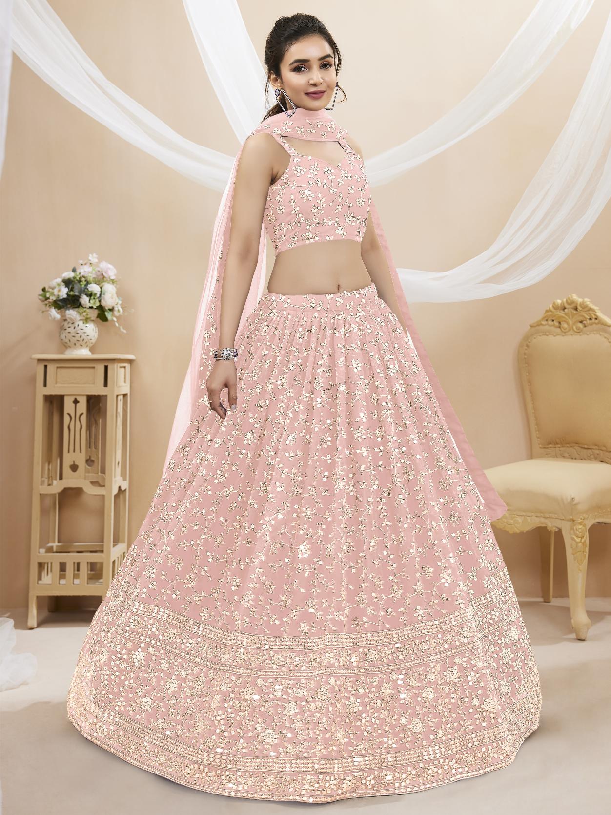 Pink Georgette Lehenga Choli