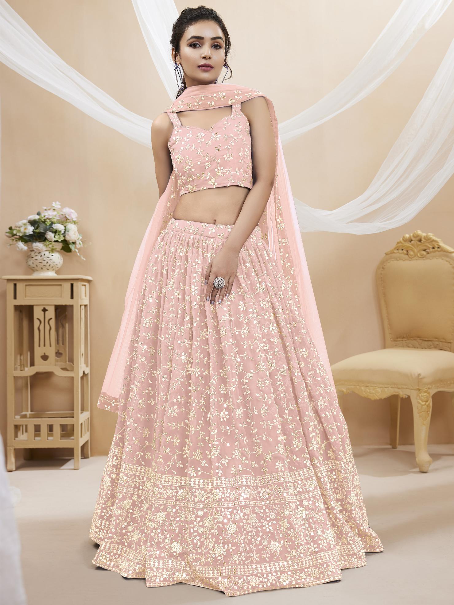 Pink Georgette Lehenga Choli