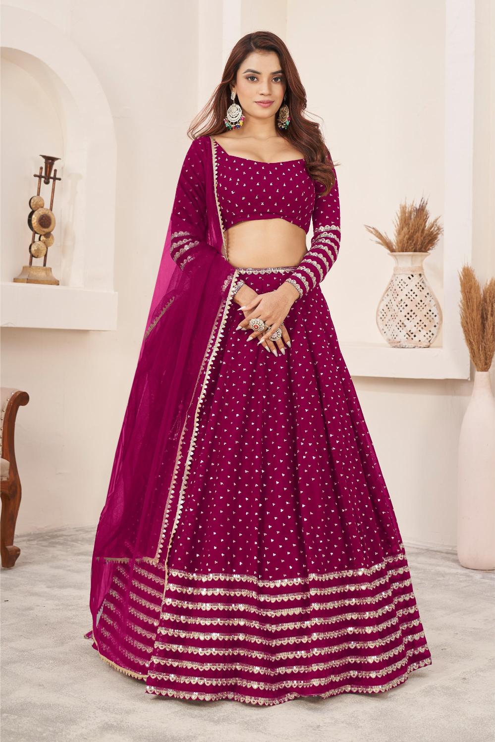 Pink Georgette Lehenga Choli With Dupatta