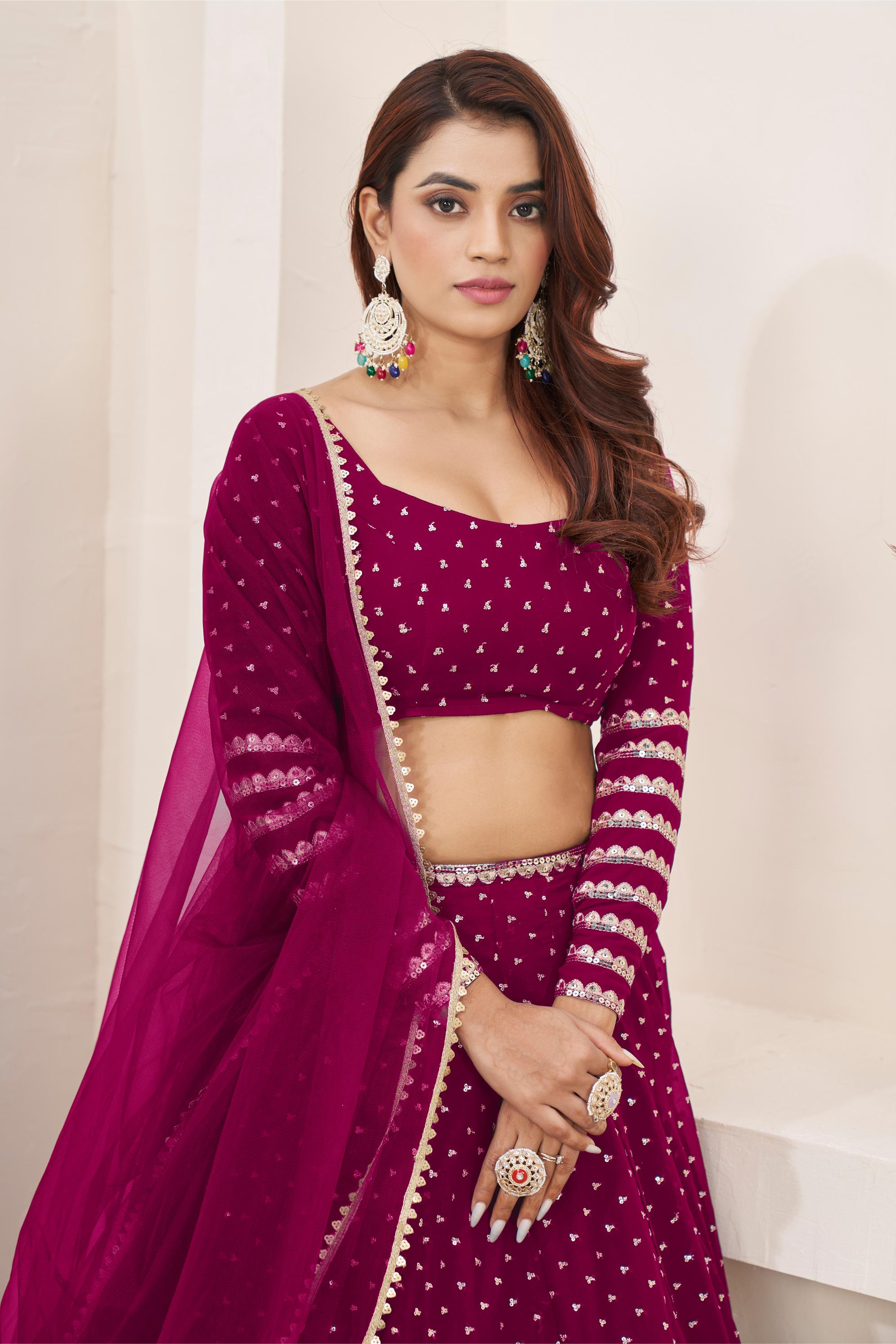 Pink Georgette Lehenga Choli With Dupatta — alternate view