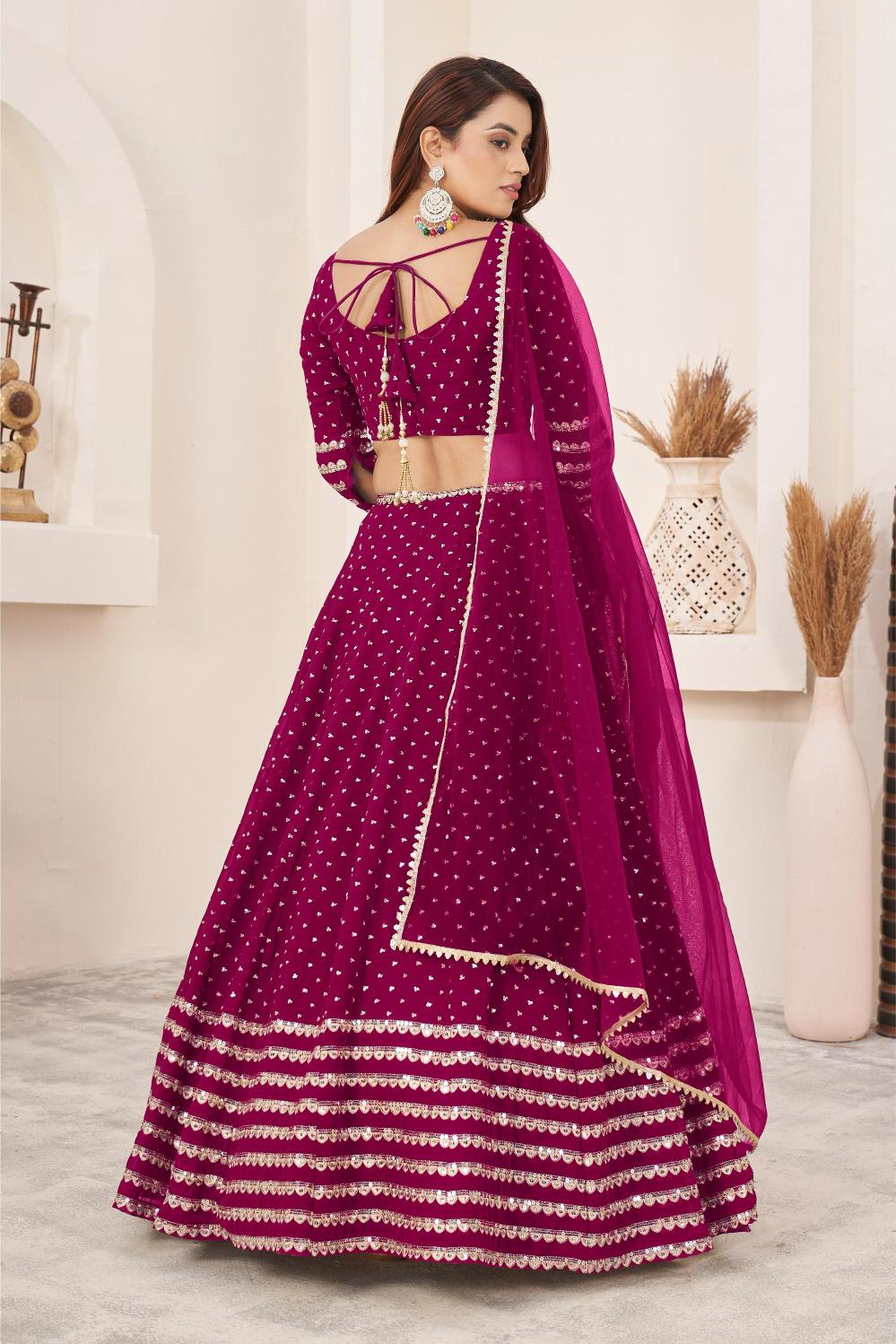 Pink Georgette Lehenga Choli With Dupatta