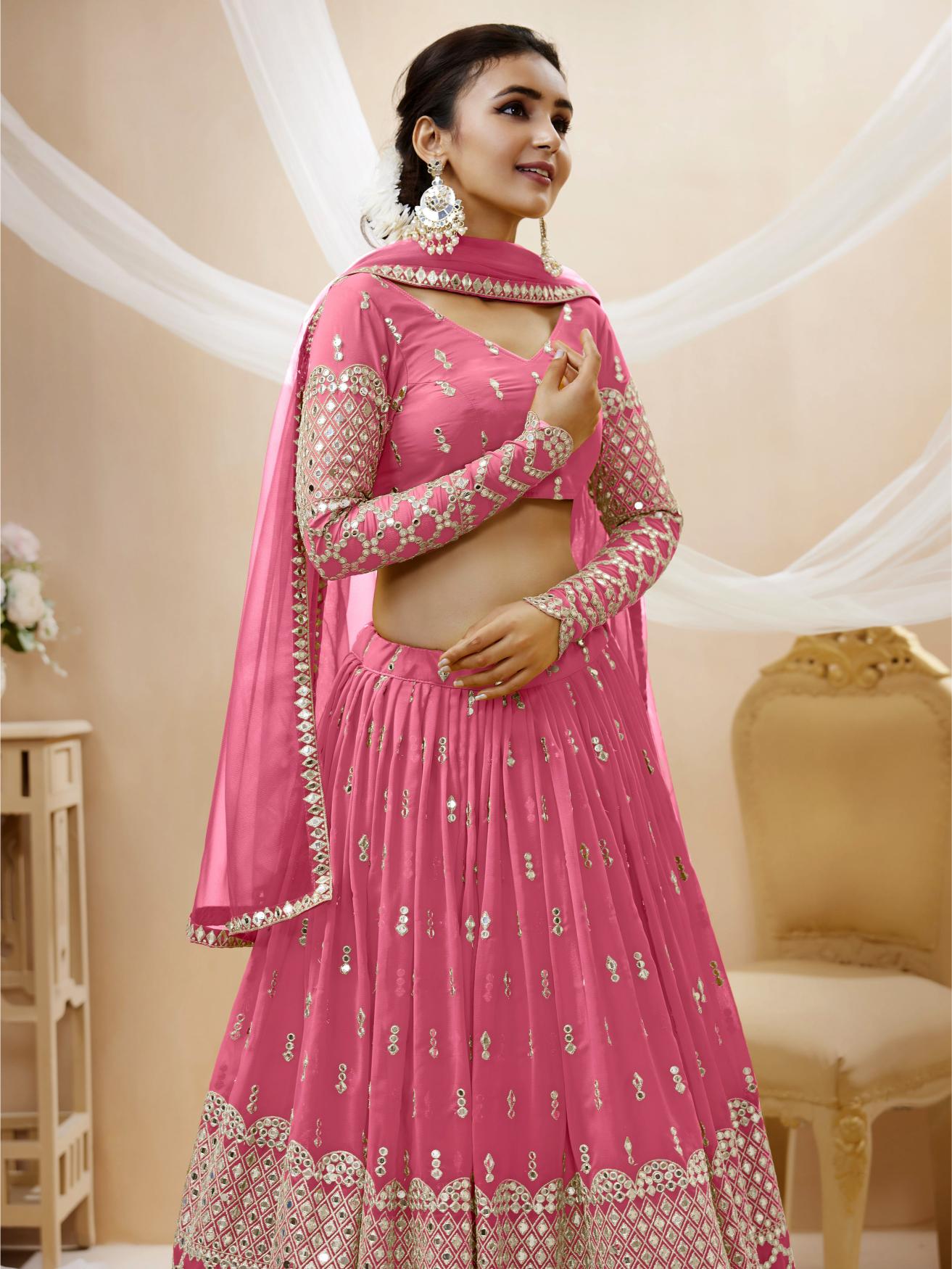 Pink Georgette Lehenga — alternate view